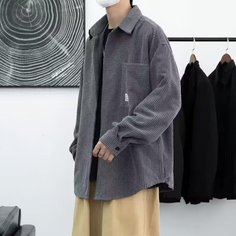 Herrkläder Plusstorlekar Manchesterskjorta Långärmad Skjorta Retro Ledig Stor Storlek Casual Skjorta Tjock Trendig Snygg Jacka_voghion.com
