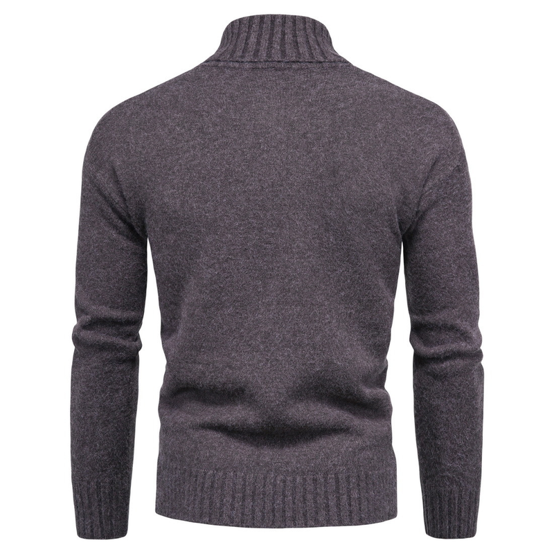 Hierscht a Wanter Nei Einfarweg Strickwueren Moud Laangärm Héichhalspullover Hären Ënnerlag_voghion.com