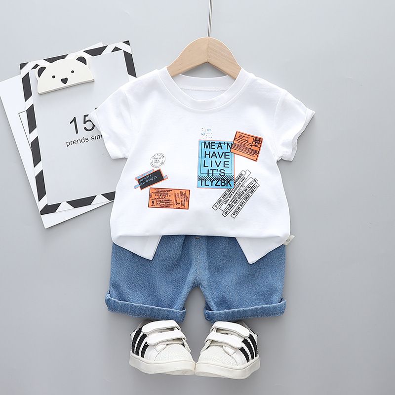 Ensemble deux pièces tendance pour enfants, vêtements pour bébés, Short à manches courtes, nouvelle collection été 2024_voghion.com