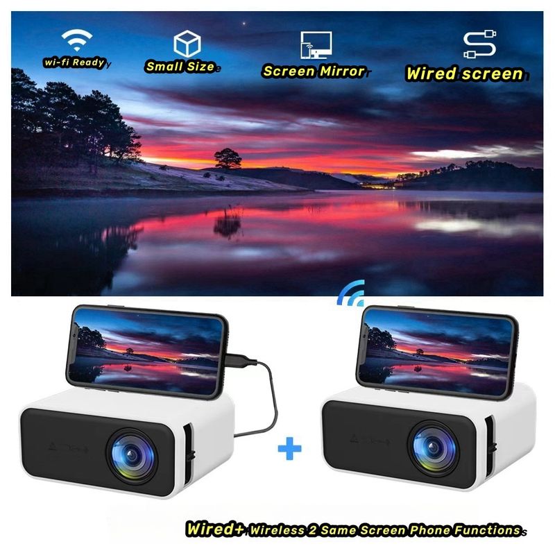 YT500 LED mobilusis vaizdo įrašas mini namų kino teatro medijos grotuvas vaikams dovanų kinui laidinis daugiaekranis projektorius, skirtas iPhone Android_voghion.com