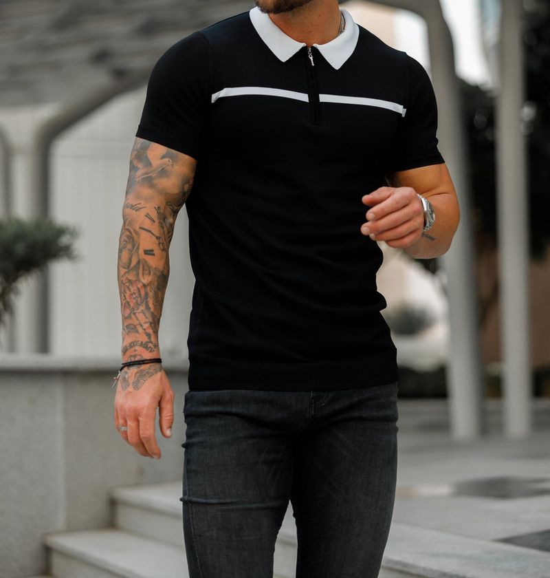 Herenkleding Nieuwe heren Slim Kleur Matching Opstaande kraag Heren Casual Verticaal Gestreept Korte Mouw Jeugd Herenkleding Tops_voghion.com