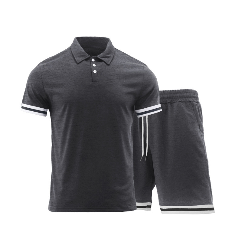 Herrenbekleidung Sommer Herren Kurzarm Shorts Zweiteiliger Revers T-Shirt Anzug Herren_voghion.com