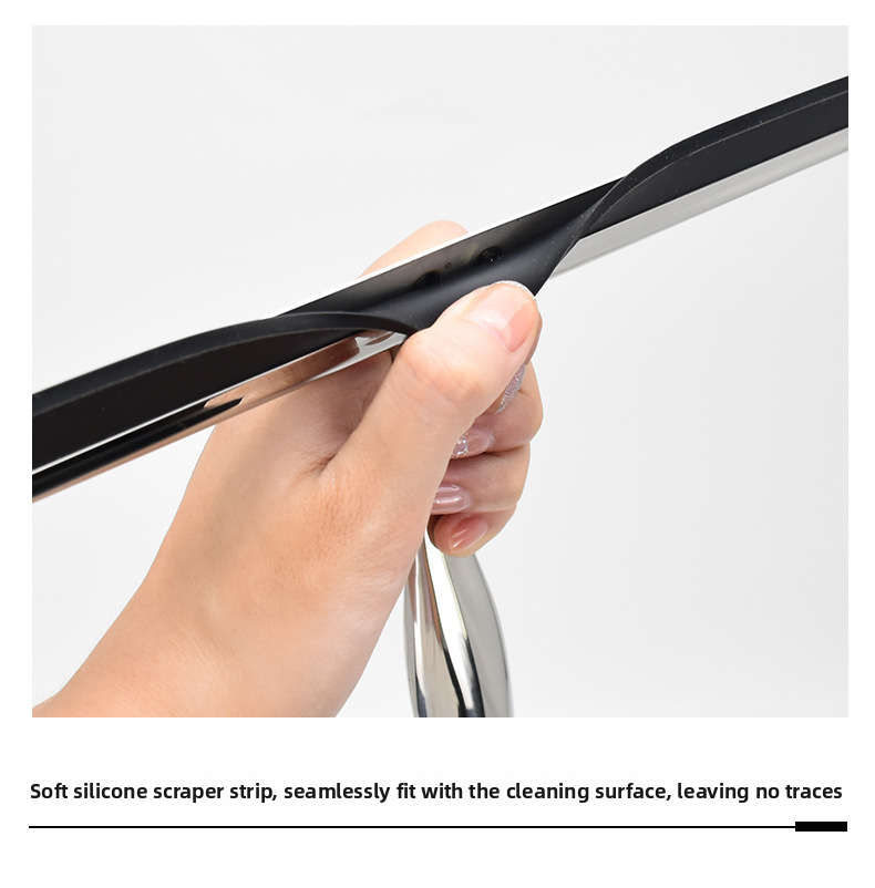 Multifunctionele reinigingswisser (zilver 12") met vierkante haak voor het eenvoudig reinigen van badkamerdouchedeuren, muren, keukens, spiegels en autoglas_voghion.com