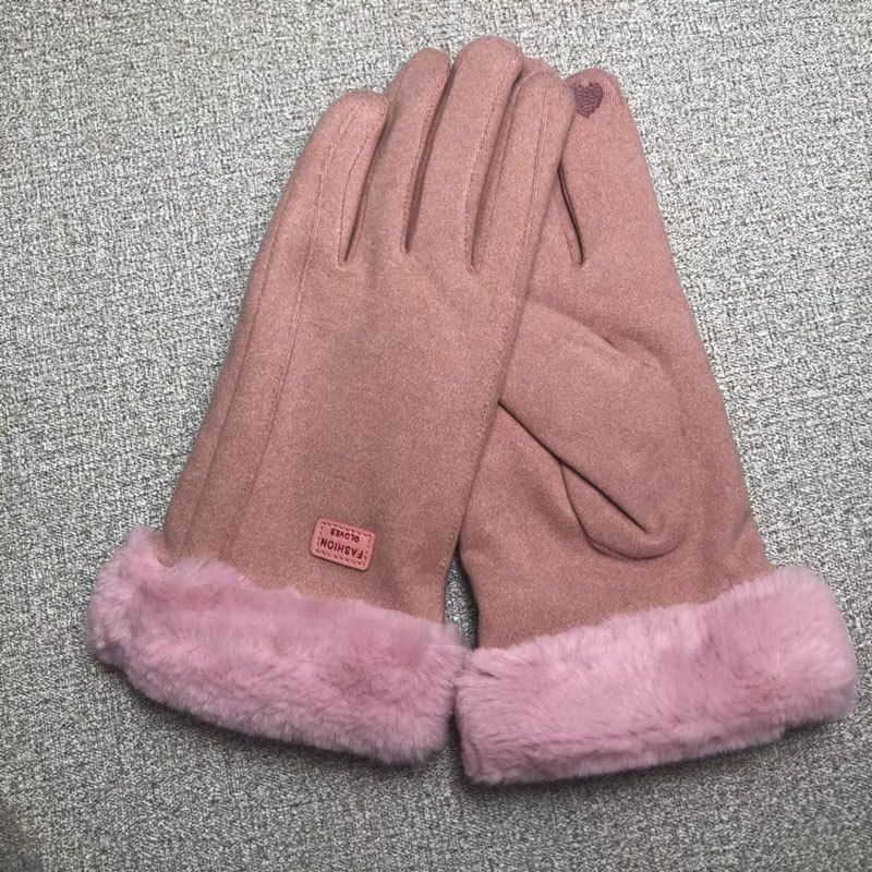 Guanti da equitazione caldi in pelle scamosciata da donna, autunno inverno, foderati in pile, neri, rosa, grigi, cammello, touchscreen_voghion.com