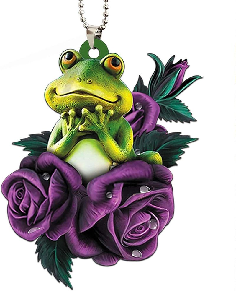 Decorazione per auto, ciondolo, ornamento, specchio retrovisore interno, fiore rosa_voghion.com