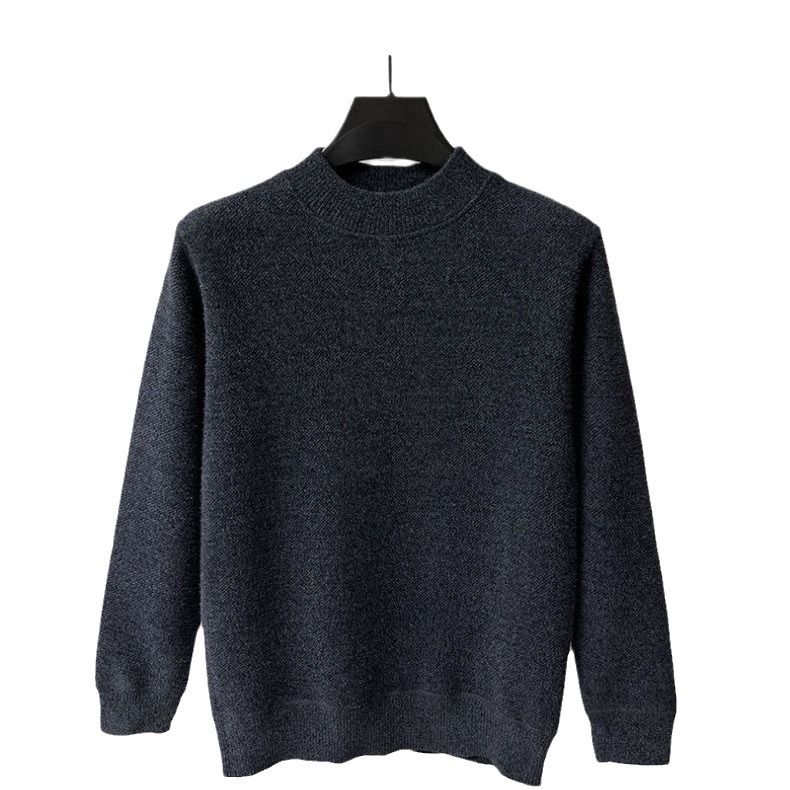 Verdickter Winterpullover für Herren mit mittellangem Halsausschnitt und warmem Chenille-Strick und integriertem, dickem Samtboden_voghion.com
