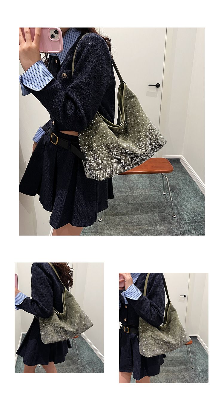 Borsa sottobraccio da donna, autunno e inverno, nuovo stile, tracolla singola, alla moda, con rivetti, grande capacità, borsa a secchiello per il tempo libero_voghion.com