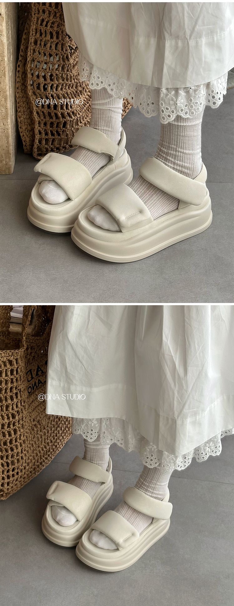 Dicke Sohle Klettverschluss Sandalen für Frauen 2025 Neue Sommer Outdoor Strand Schuhe Slip-On Casual Slides_voghion.com