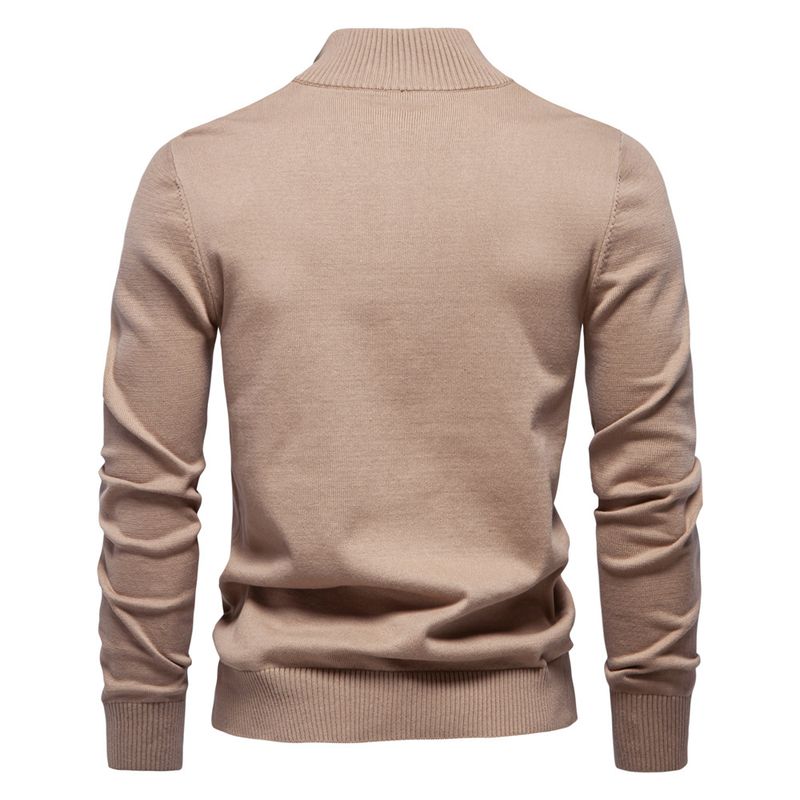 Herrenpullover Halbreißverschluss Strickpullover Lässiges gestreiftes Herrenoberteil_voghion.com
