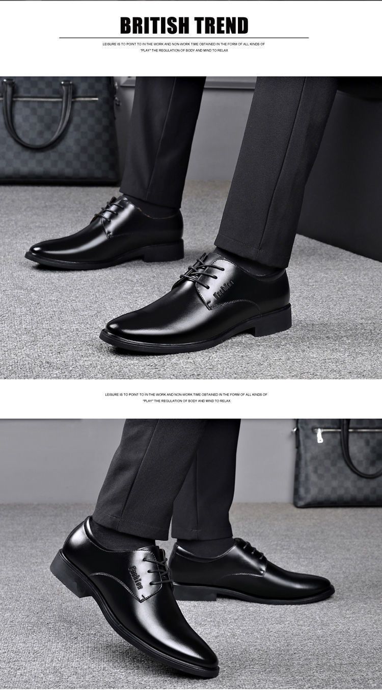 Primavera e Outono Britânico Casual Negócios Vestido Sapatos Masculinos Sapatos de Aumento de Altura Interna Sapatos Atacado Sapatos Casuais Terno_voghion.com