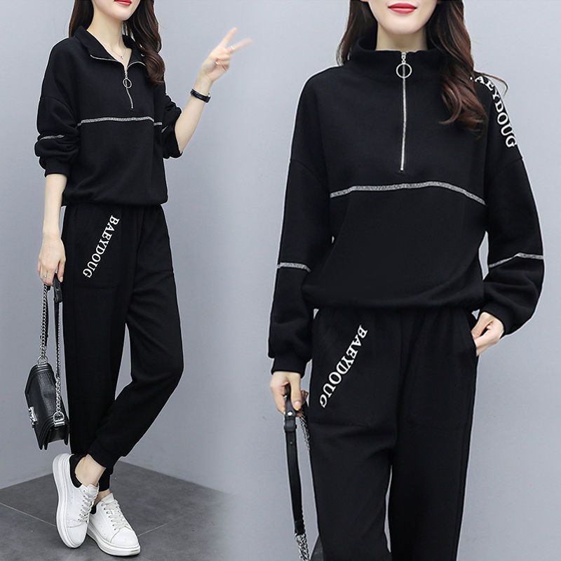 100kg Plus Size Women's Clothing For Chubby Sisters 2025 New Spring And Autumn Loose Zipper Stylish Youthful Two-Piece_voghion.com