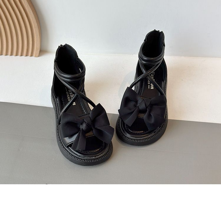 Girls Princess Sandals New Summer Summer Bow Hot Sale Medium And Large Children's Trendy Soft Bottom Roman High Top_voghion.com