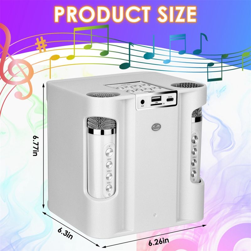 KD203 Karaoke Hine con 2 microfoni wireless Boombox portatile per esterni AUX TF Card U Disk Player Cambia voce per_voghion.com