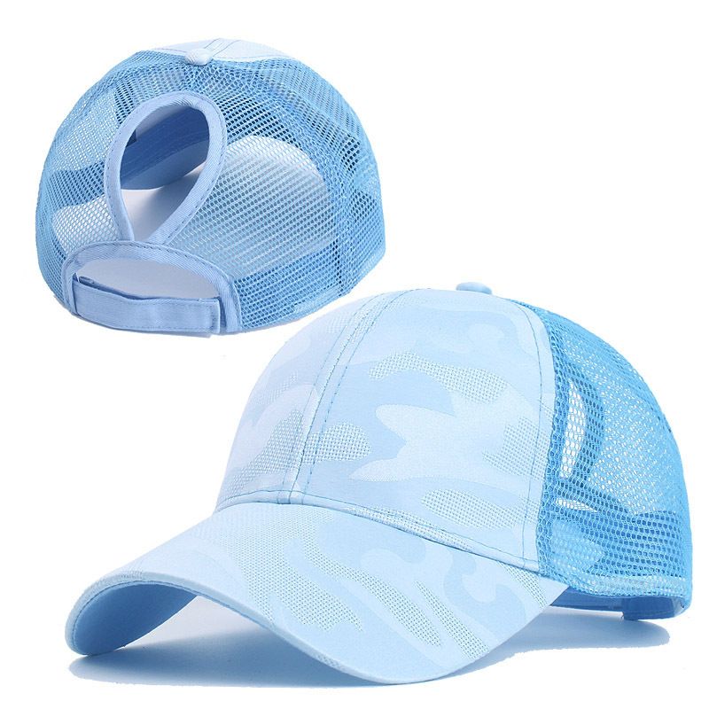 Women's Baseball Breathable Printed Ponytail Mesh Casual Versatile Sun Hat Summer Sunshade Duckbill Cap_voghion.com