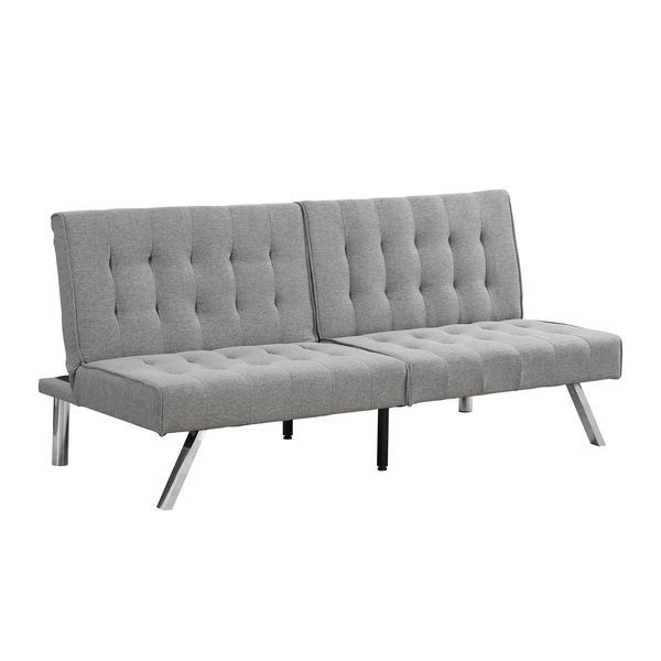 WOOD FRAME, STAINLESS LEG, FUTON, SOFA BED GREY_voghion.com