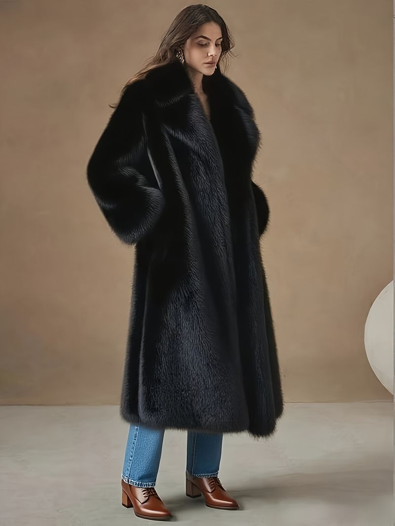 Taglia, giacca elegante invernale lunga e calda con colletto a trapezio e tasche, cappotto lungo e ampio, adatto per clima freddo e asciutto_voghion.com