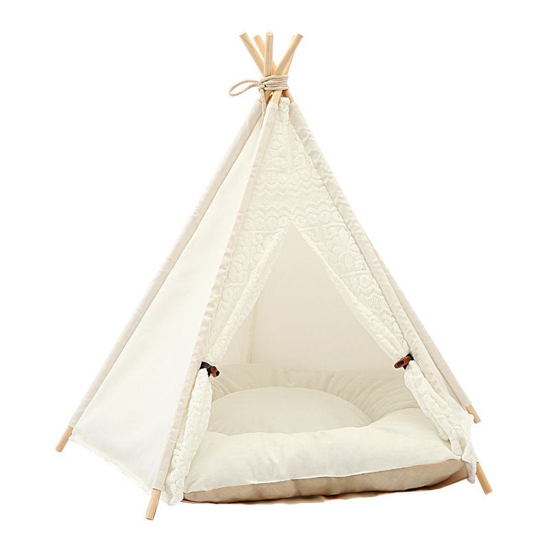 Kerla Zelt Hundehütte Abnehmbare Waschbare Leinwand Spitze Bett Matte Haustierbedarf_voghion.com