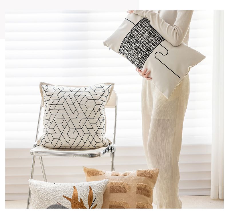 Housse de coussin de canapé crème, accessoire de décoration pour salon, style nordique moderne et simple, coussin de chevet, support de taille_voghion.com