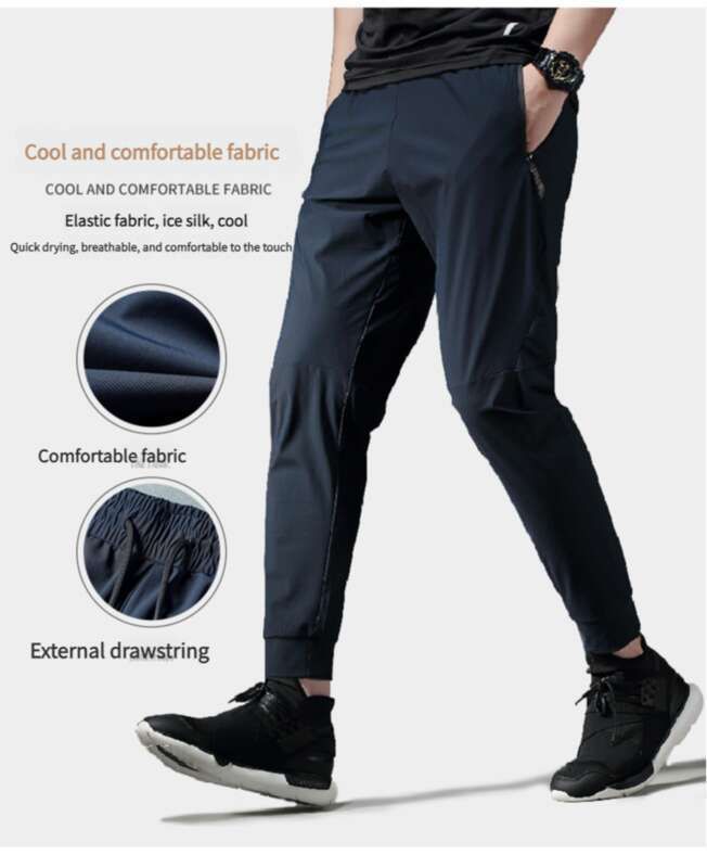 Hitro sušeče, ležerne, dihajoče, raztegljive tekaške hlače z majhnimi nogavicami, moške športne in fitnes hlače s klimatsko napravo_voghion.com