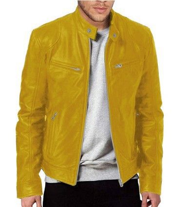 Men's Clothing business gentleman warm zipper cardigan pocket decoration PU leather jacket stand collar slim leather jacket_voghion.com