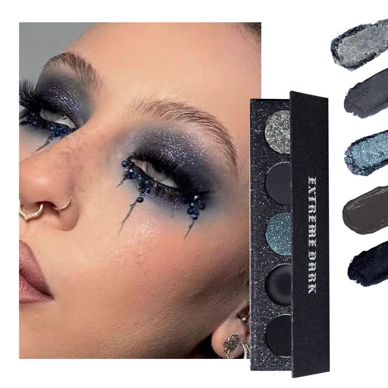 Heißer verkauf MAFFICK schwarz fünf farbe lidschatten perlglanz feinen flash Europäischen und Amerikanischen rauchigen lidschatten palette ins make-up_voghion.com