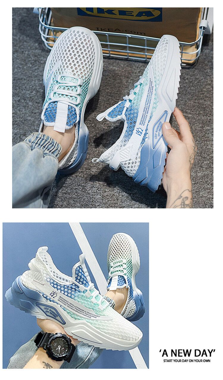 Flash shippin breathable and thin in summer, new men's casual sports fly woven mesh coconut trendy shoes, color_voghion.com