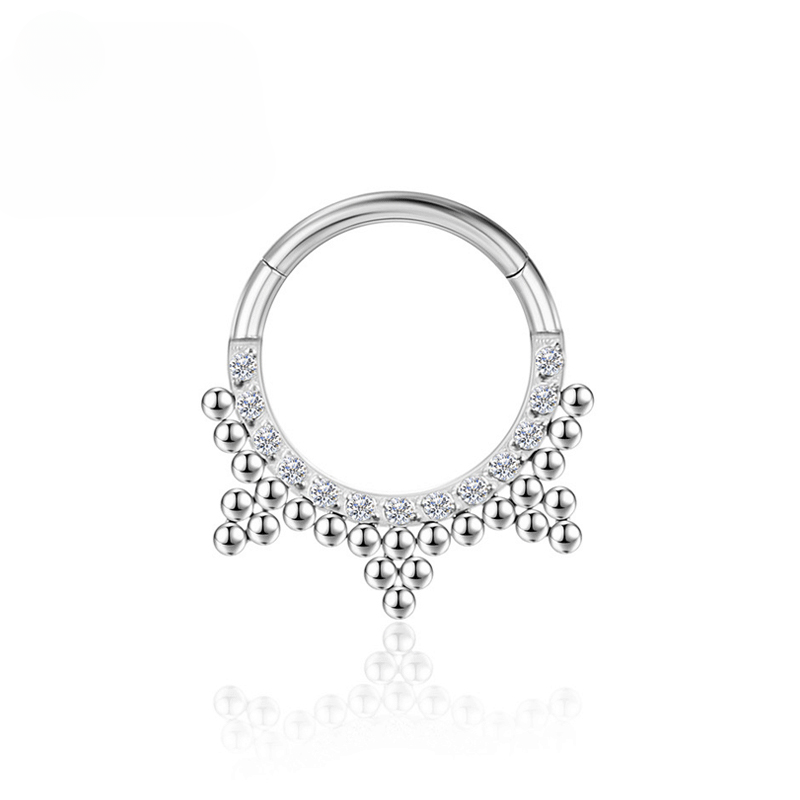 F136 Titanium Nose ring Cartilage Hoop Earrings Septum Clicker 16G Tragus Piercing Lobe Hinged Segment Helix Zircon Body Jewelry_voghion.com