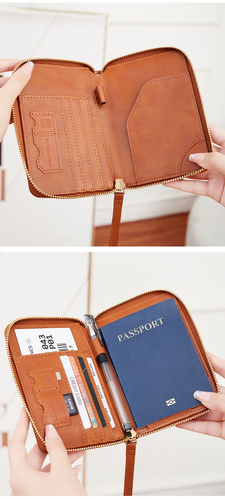 Women's Wallet & Men's Wallet Rfid Antimagnetic Passport Bag Zipper Short Passport Holder Multifunctional Travel Storage Certificate Bag_voghion.com