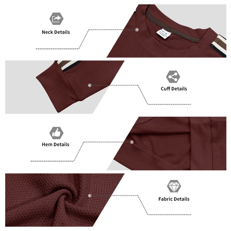 Men's Casual Sweatshirt - Relaxed Fit Crewneck Pullover With Mini Check Pattern | Soft Cotton Blend, Thickened For Spring/Fall_voghion.com