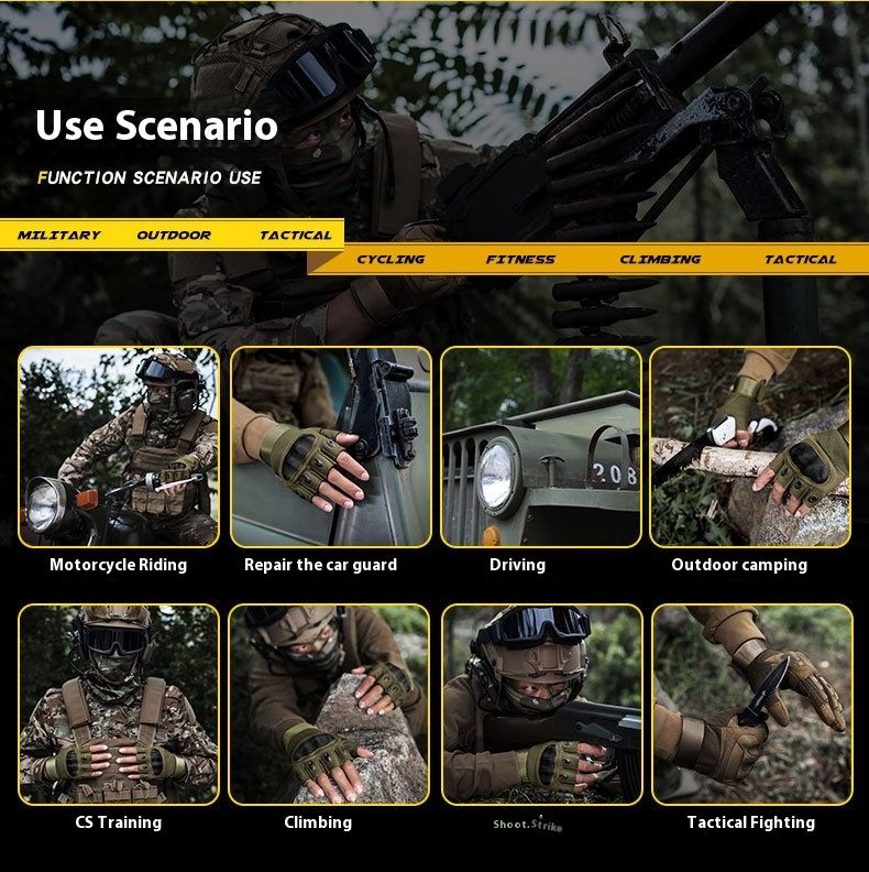 Reithalbfinger für Herren Xia Z903 Outdoor Special Forces Combat Training Motorrad Schutz Taktische Handschuhe_voghion.com