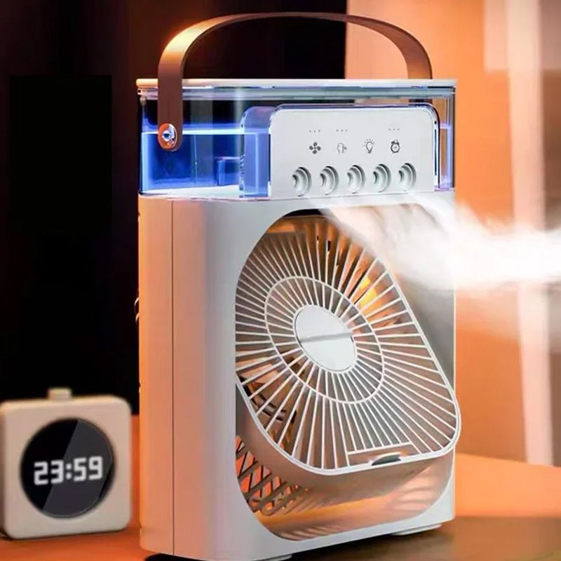 3-in-1 Portable Fan, Humidifier & LED Light - Adjustable Cooling For Home_voghion.com
