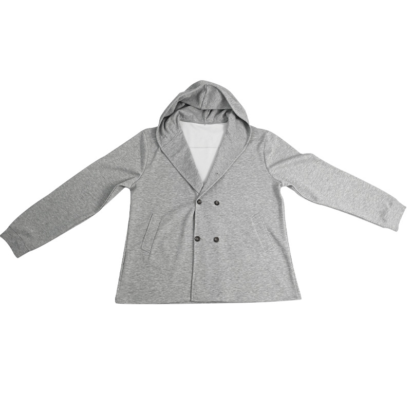 Abbigliamento da uomo Elegante cappotto lungo da uomo con cappuccio e bottoni doppiopetto - Tessuto composito leggero per abbigliamento casual e invernale_voghion.com