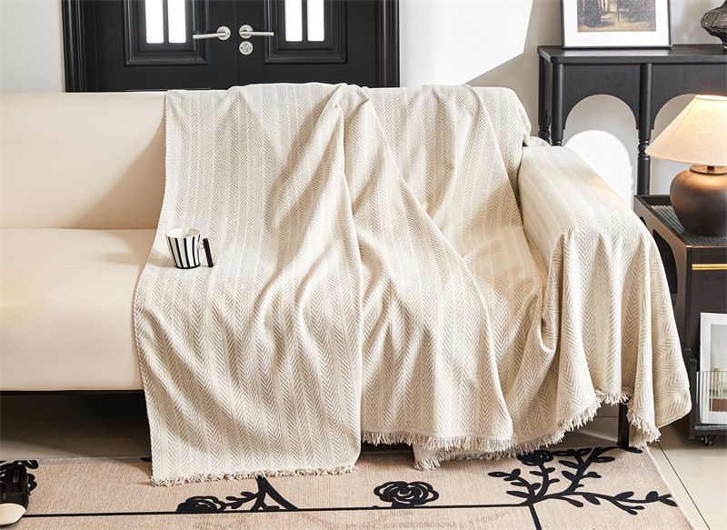 Premium Chenille Sofa Cover - Universal All-Season Protector, Anti-Slip, Cat-Proof, Full Coverage For 3-Seater Couches In Herringbone Pattern_voghion.com