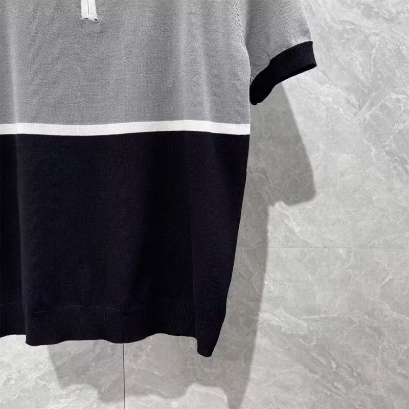 Men's Clothing Slim Fit Short Sleeve Shirt Breathable Summer T-Shirt With Embroidered Detail, Striped Casual Top For Daily Wear (White/Black)_voghion.com