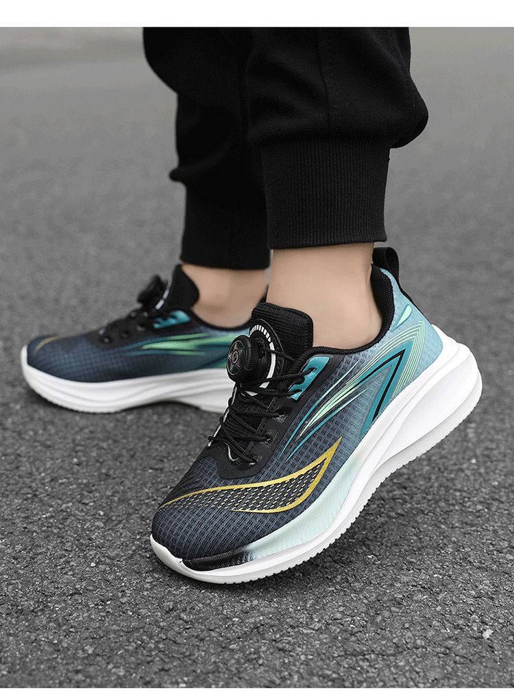 Buty dziecięce wiosenne i jesienne z siateczki oddychające buty sportowe buty do biegania z obrotową klamrą_voghion.com