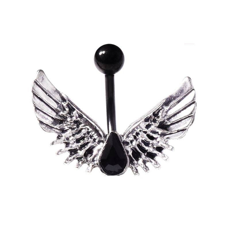 Ensemble neuf de piercings de nombril noirs à quatre griffes en zircon, 6 en 1, ailes assorties. Vente directe d'usine._voghion.com