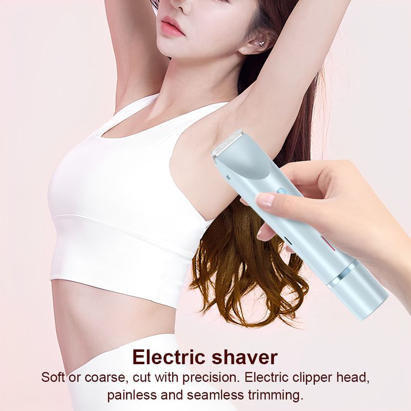 Women's 2-in-1 Painless Bikini Trimmer & Body Shaver, Cordless Rechargeable IPX5 Waterproof Grooming System For EU_voghion.com