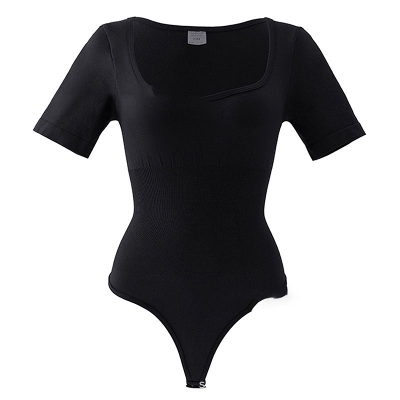 One-piece shapewear women's waistband open waist seamless short-sleeved thong shapewear underwear_voghion.com