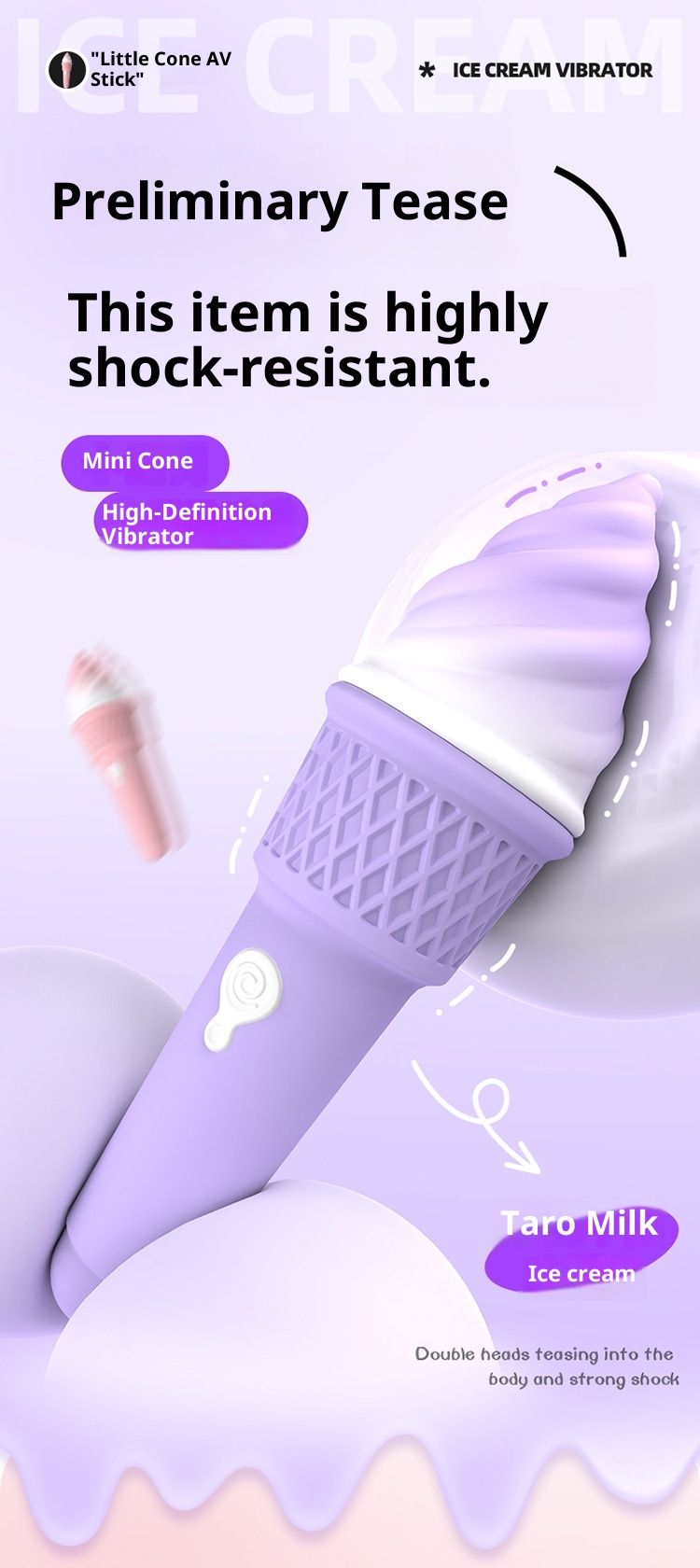 LuvBox Shanggan Piccolo Vibratore a Cono Dolce Gelato Giocattolo Sessuale Femminile Inserimento Piacere Orgasmo Masturbatore Vibrante_voghion.com