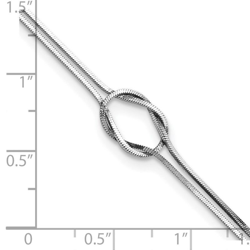 Sterling Silver RH-plated Fancy Loop 9in Plus 1in Ext Anklet_voghion.com