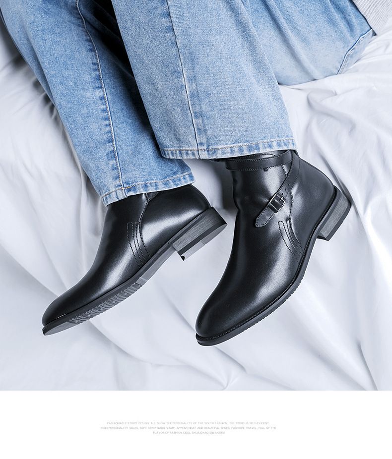 Spring Retro Tooling Boots Men's Short Boots Men's Belt Buckle Martin Boots_voghion.com