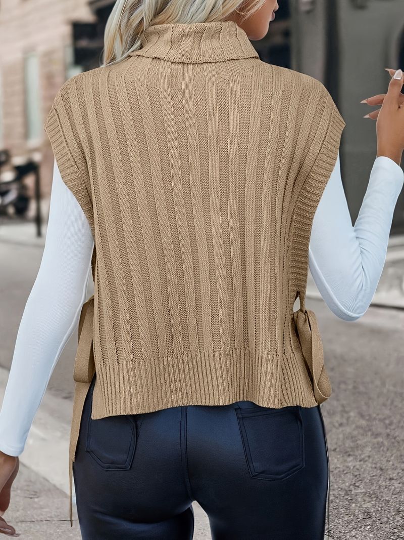 Ärmellose Strickweste für Damen – Slim Fit, Pullover in Kamelfarbe zum Überziehen (S-L)Damenbekleidung_voghion.com