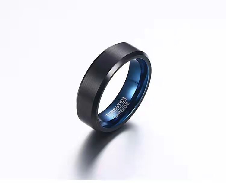 Anello unisex in acciaio al tungsteno smussato, con finitura spazzolata, da uomo, 2/4/6/8/10 mm_voghion.com