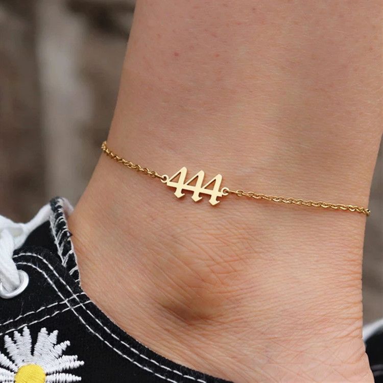 Tobillera personalizada con número 111-999 de acero inoxidable, nuevo estilo 2021_voghion.com