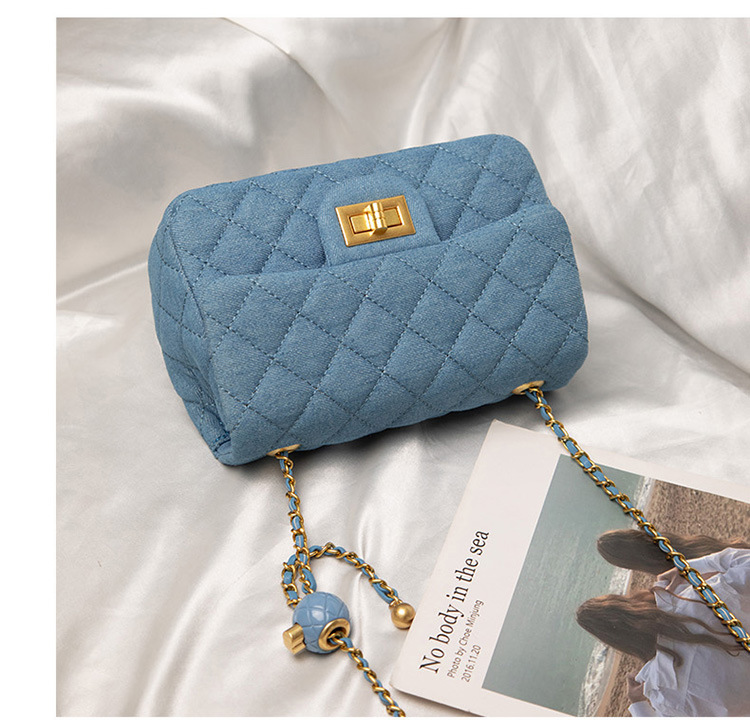 Shoulder Bags High-quality Textured Niche Design Canvas Bags Rhombic Chain Denim Messenger Bags High-end Women's Bags_voghion.com