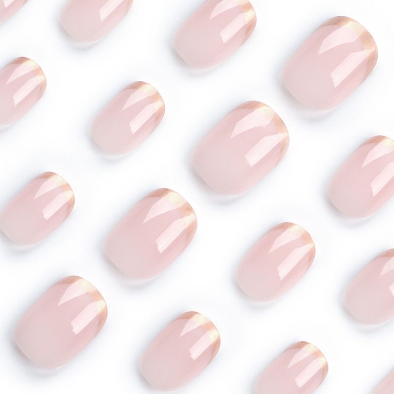 French Gold Edge Wearing Short MINI Product Sheet New False Detachable Nail_voghion.com