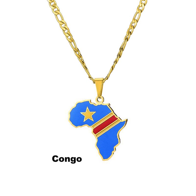 Collana in acciaio inossidabile Hop Hip Jewelry Map Nigeria Somalia Angola_voghion.com