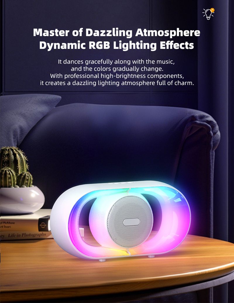 Głośnik Bluetooth U8 z podświetleniem RGB, magnetyczny, bezprzewodowy, wysokiej jakości, przenośny subwoofer, podróżny i na zewnątrz_voghion.com