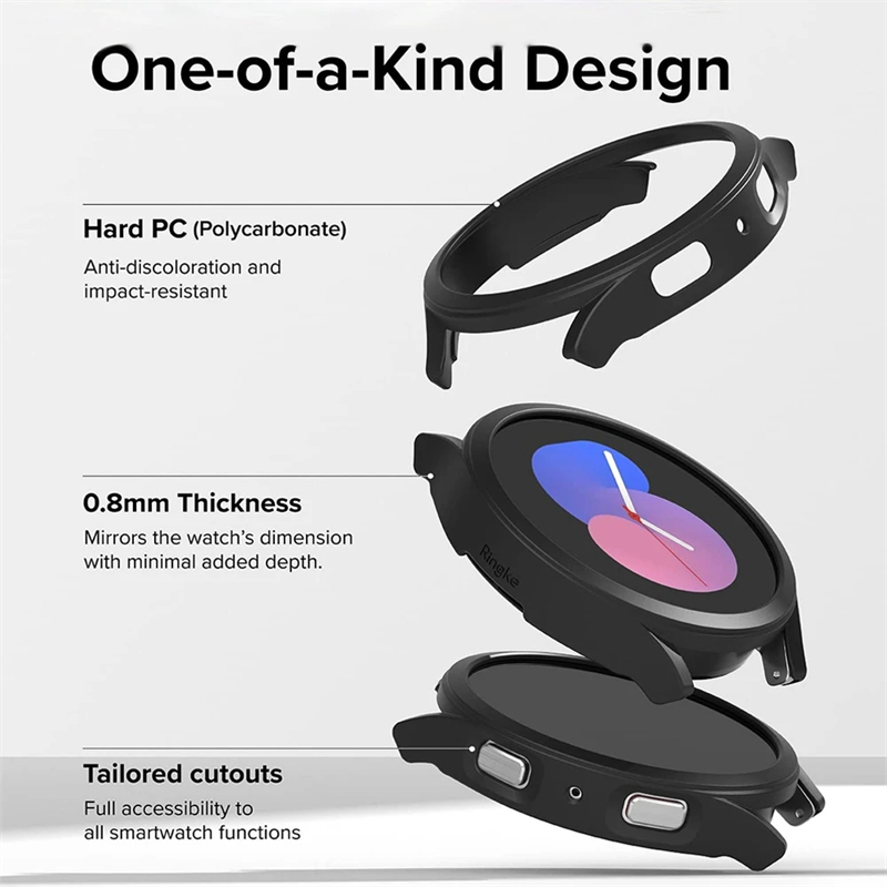 Samsung Galaxy Watch 5 4 40mm 44mm-es óratok, képernyővédő fólia nélkül, matt PC tok, körbefutó lökhárító héj, Watch 5 Pro 45mm-hez_voghion.com