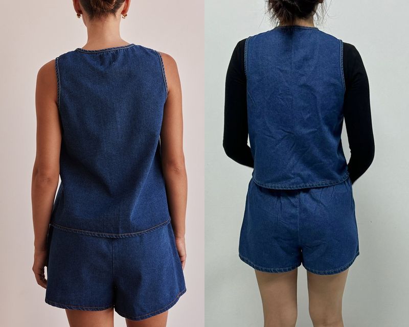 Women's Clothing Summer Fashion Casual Sleeveless Lace Up High Waist Women's Vest Denim Suit Shorts Women_voghion.com